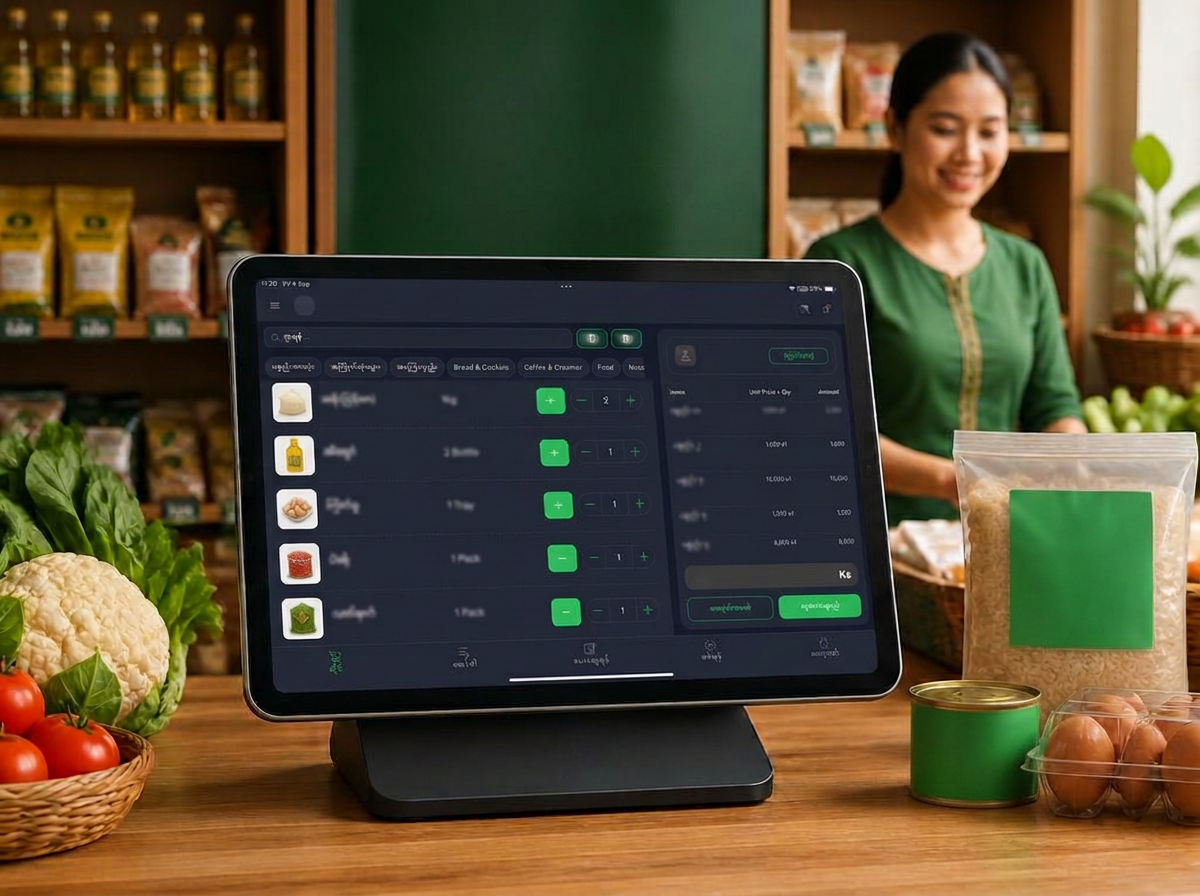 Cannopy POS sales screen on a tablet at a grocery store checkout